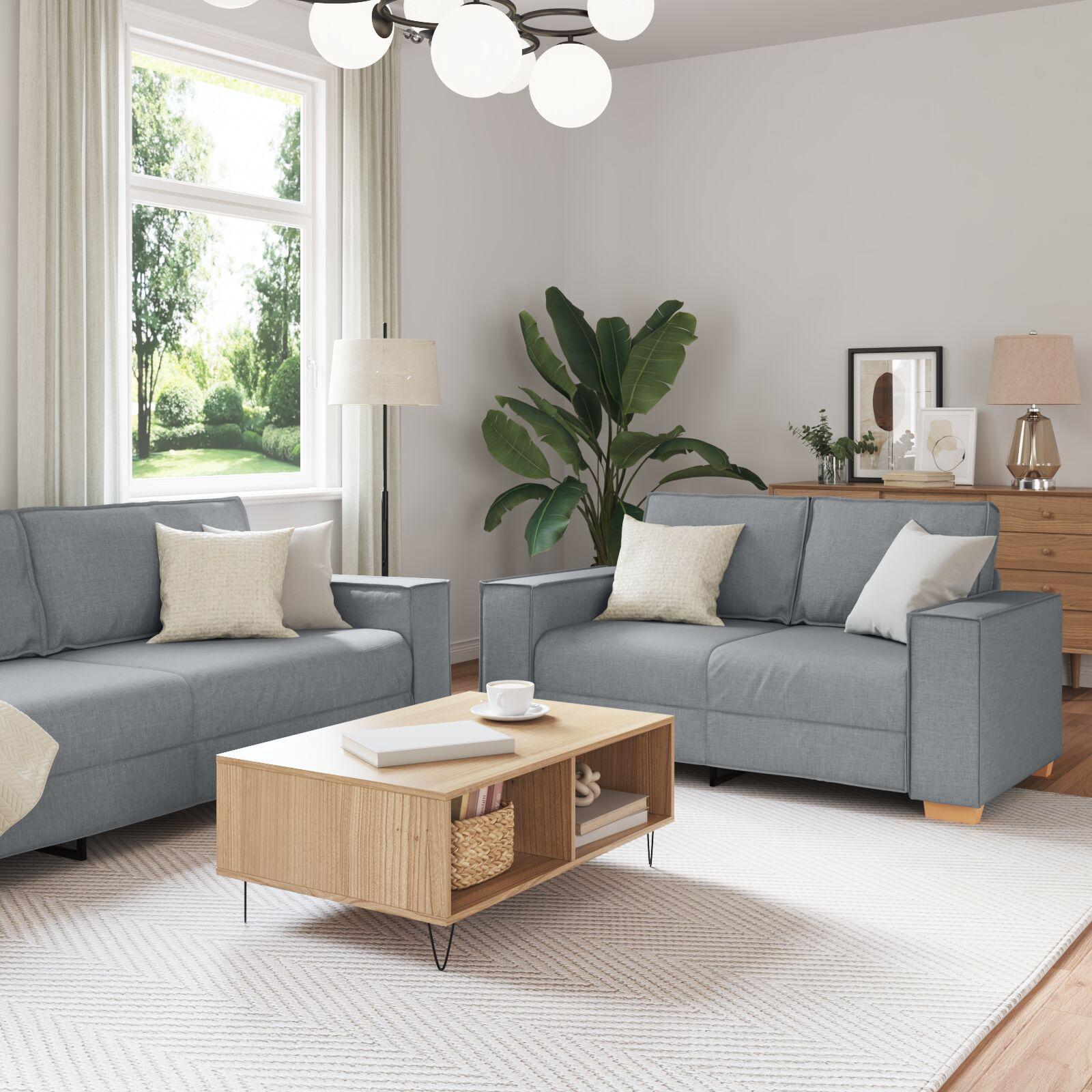 Sofa Sæt Med Pude Med Pude Stk Grå 220 Stof på Afbetaling