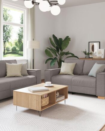 Sofa Sæt Med Pude Med Pude Stk Gråbrun 220 Stof på Afbetaling