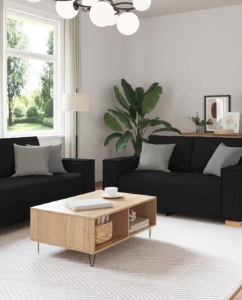Sofa Sæt Med Pude Med Pude Stk Sort 220 Stof på Afbetaling