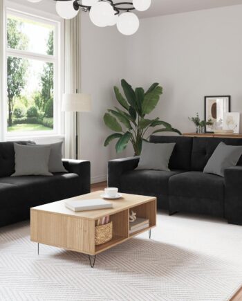 Sofa Sæt Med Pude Med Pude Stk Sort 221 Fløjl på Afbetaling