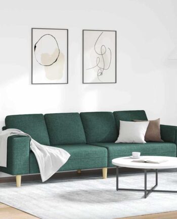 Sofa Sæt Mørkegrøn Stof på Afbetaling