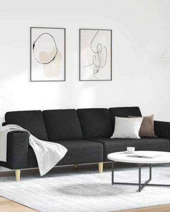 Sofa Sæt Sort Stof på Afbetaling