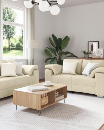 Sofa Sæt Stk Creme 219 Stof på Afbetaling