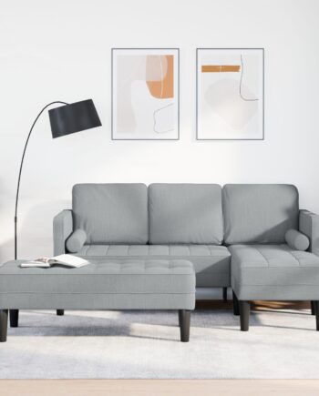 Sofa Sæt Stk Lysegrå 173 131 Stof på Afbetaling