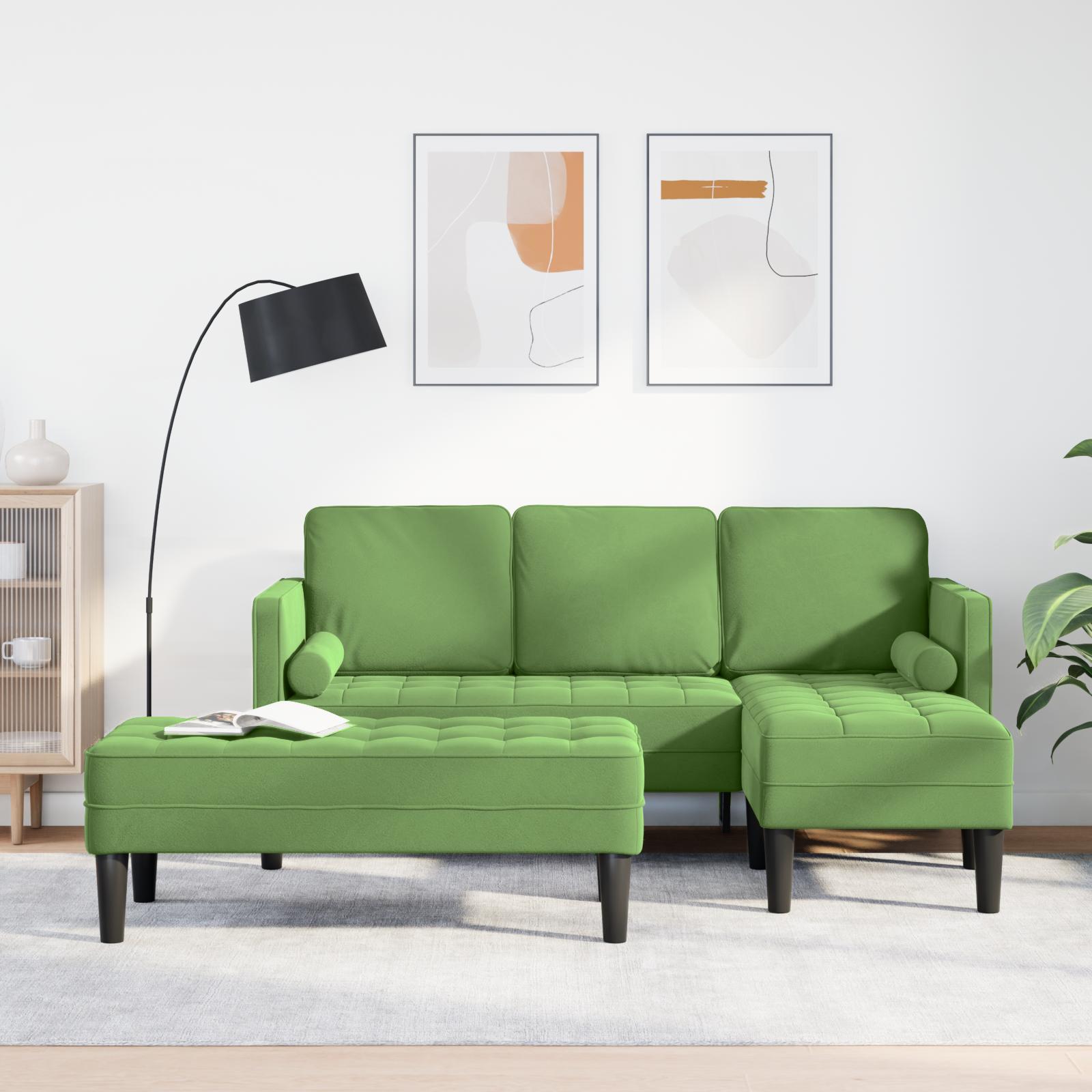Sofa Sæt Stk Lysegrøn 173 131 Fløjl på Afbetaling