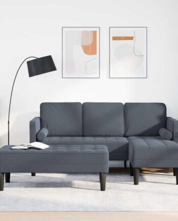 Sofa Sæt Stk Mørkegrå 173 131 Fløjl på Afbetaling