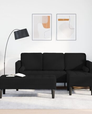 Sofa Sæt Stk Sort 173 131 Stof på Afbetaling