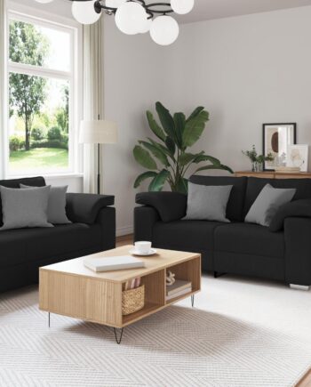 Sofa Sæt Stk Sort 219 Stof på Afbetaling