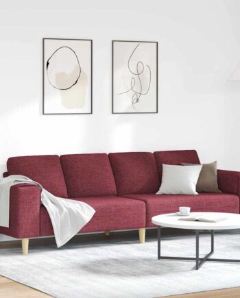 Sofa Sæt Vinrød Stof på Afbetaling