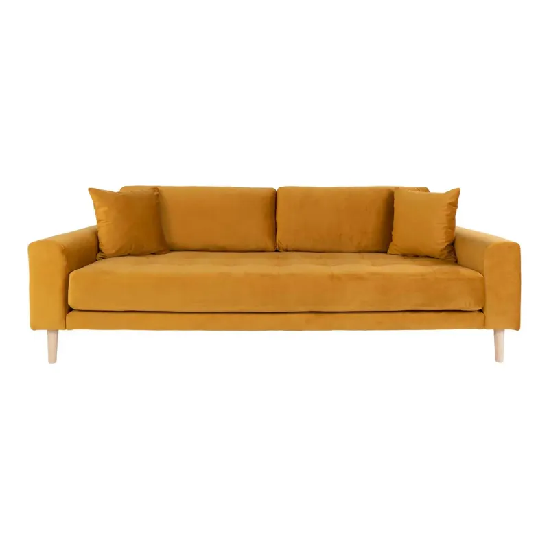 Sofa Sennepsgult Velour Med Puder Hn1004 1301444 på Afbetaling