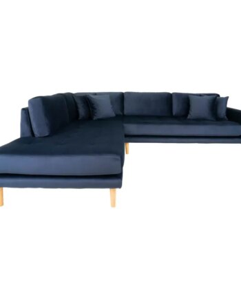 Sofa Venstrevendt Blå Velour Med Fire Puder Hn1005 åben Ende 1301413 på Afbetaling