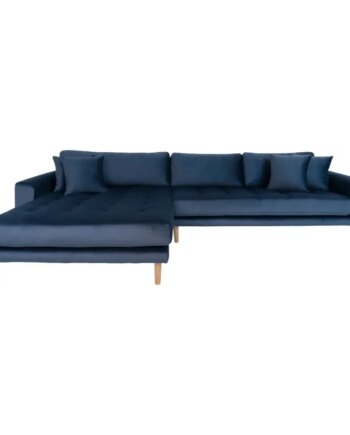 Sofa Venstrevendt Mørkeblåt Velour Med Fire Puder Hn1005 1301193 på Afbetaling