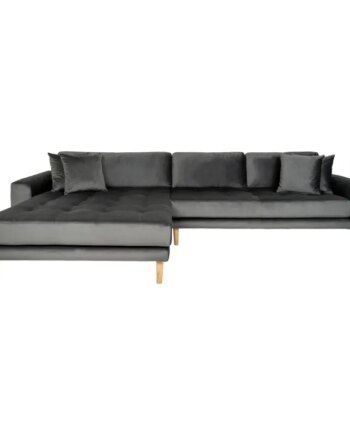 Sofa Venstrevendt Mørkegrå Velour Med Fire Puder Hn1013 1301196 på Afbetaling