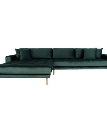 Sofa Venstrevendt Mørkegrøn Velour Med Fire Puder Hn1006 1301195 på Afbetaling