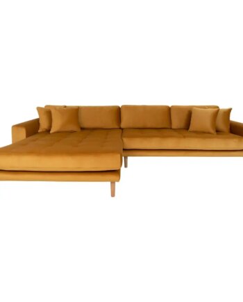 Sofa Venstrevendt Sennepsgul Velour Med Fire Puder Hn1004 1301194 på Afbetaling