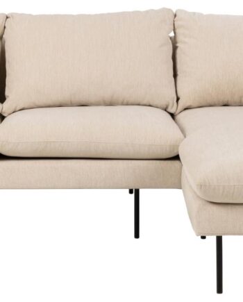 Sofakoncept Cozy Pers Sofa Højre Chaiselong Puder Creme Stof Sort Metal på Afbetaling