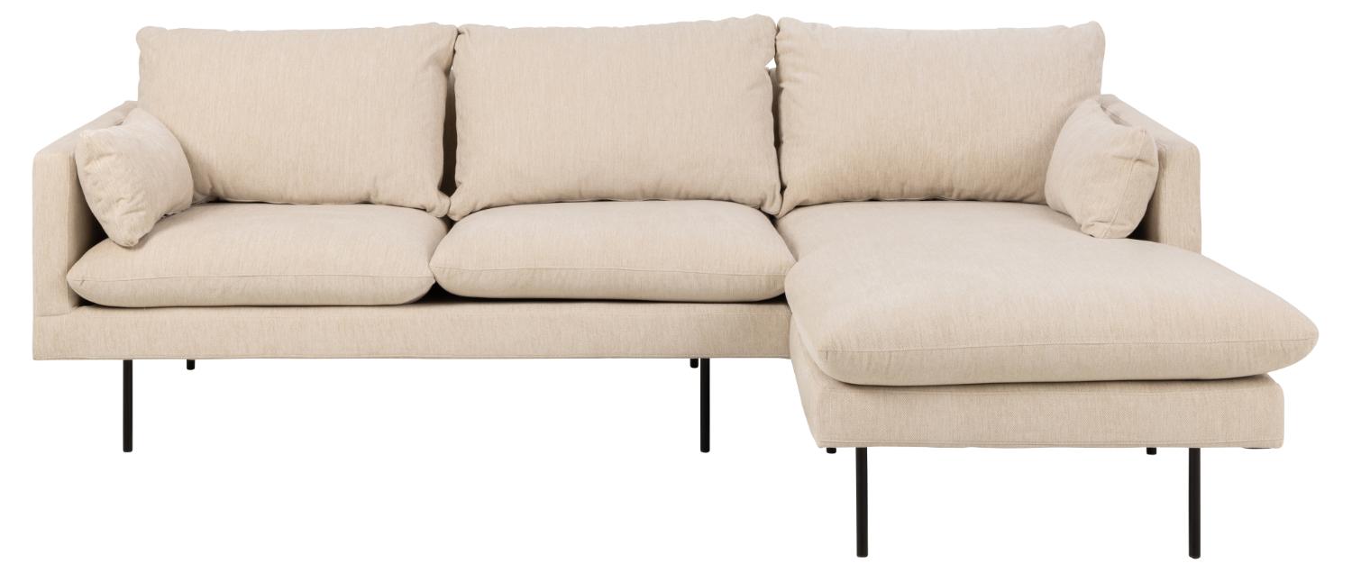 Sofakoncept Cozy Pers Sofa Højre Chaiselong Puder Creme Stof Sort Metal på Afbetaling