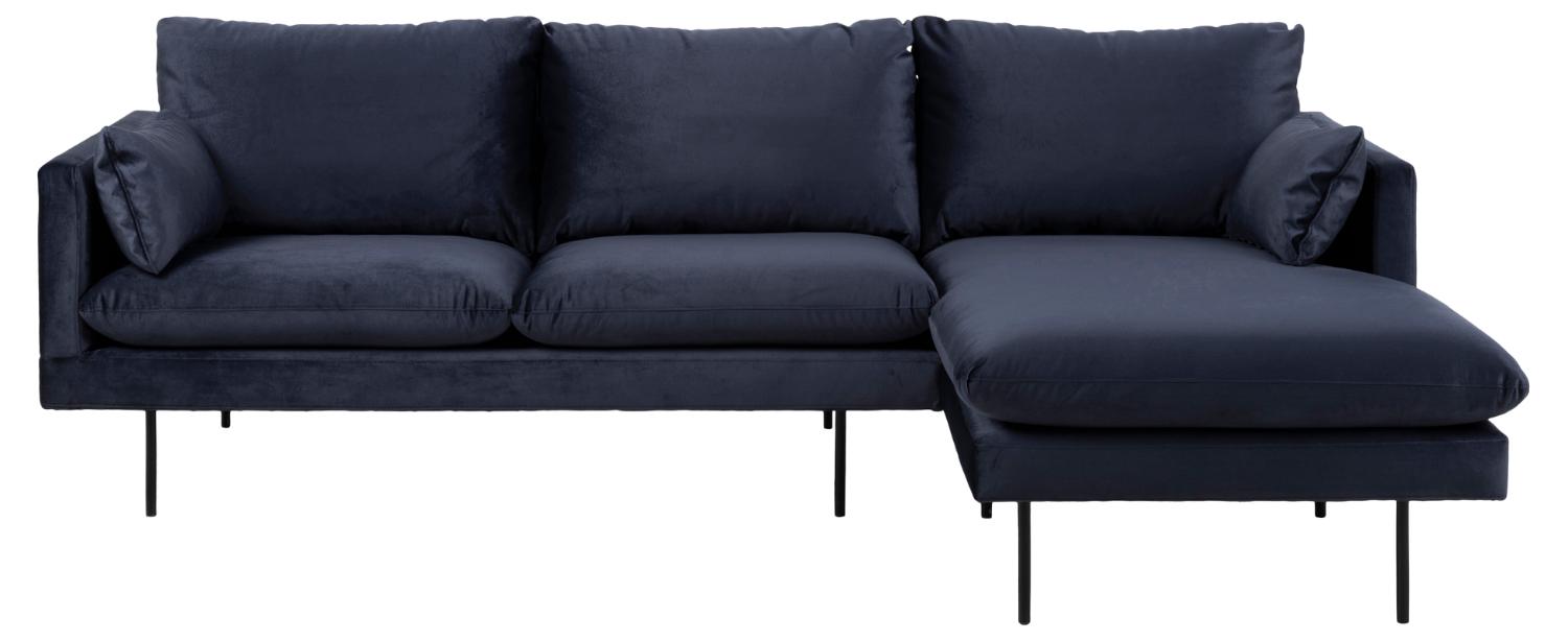 Sofakoncept Cozy Pers Sofa Højre Chaiselong Puder Mørkeblå Stof Sort Metal på Afbetaling