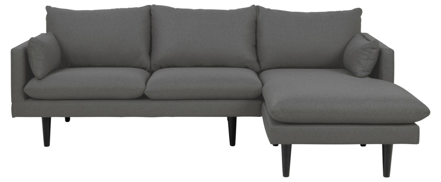 Sofakoncept Cozy Pers Sofa Højre Chaiselong Puder Mørkegrå Stof Sort Bøg på Afbetaling