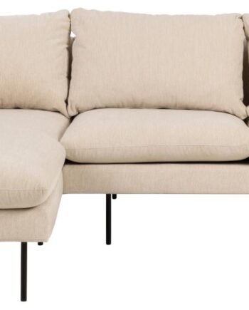 Sofakoncept Cozy Pers Sofa Venstre Chaiselong Puder Creme Stof Sort Metal på Afbetaling