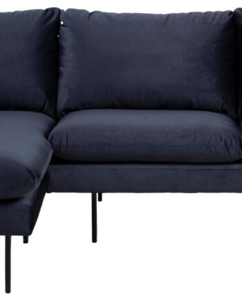 Sofakoncept Cozy Pers Sofa Venstre Chaiselong Puder Mørkeblå Stof Sort Metal på Afbetaling