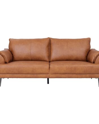 Soul Pers Sofa Lysebrun Semianilin Læder Sort Metal på Afbetaling