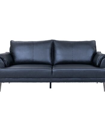 Soul Pers Sofa Sort Semianilin Læder Sort Metal på Afbetaling