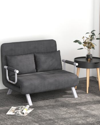 Sovesofa Med Justerbar Ryglæn Pyntepuder Sofa Med Sovefunktion Fløjlslook Armlæn Gæsteseng Klapstol Til Stue Soveværelse Grå på Afbetaling