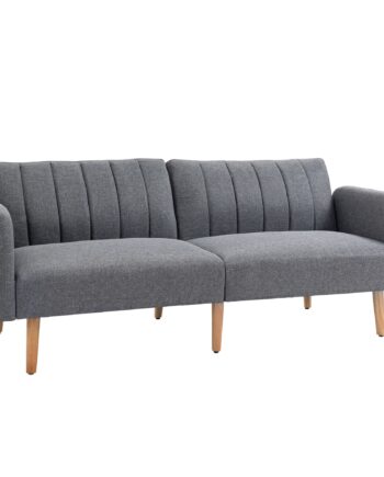 Sovesofa Personers Stofsofa Sofa Med Sovefunktion Hørlignende Polyester Gummitræ 173 Grå på Afbetaling