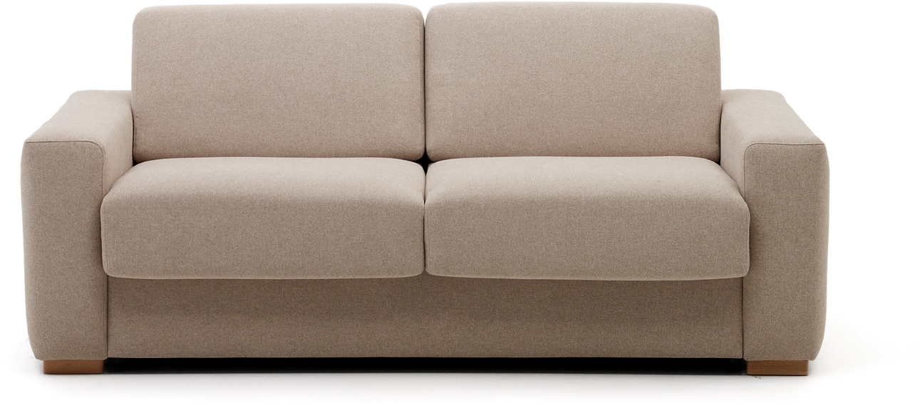 Sovesofa Sofa Seng Personers Kave Home Anley Beige Polstring Bøgetræsben L244xd97xh89 på Afbetaling
