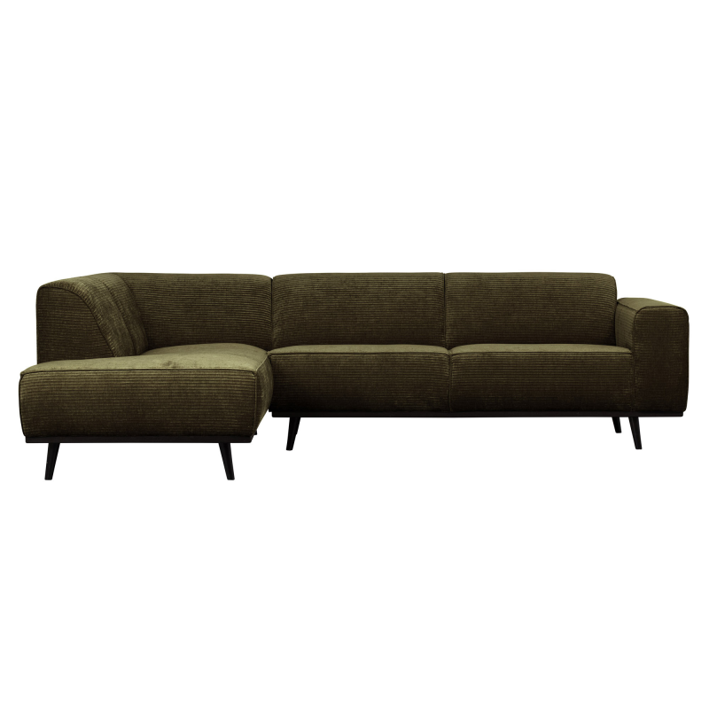 Statement Hjørnesofa Venstrevendt Flat Rib Warm Green på Afbetaling