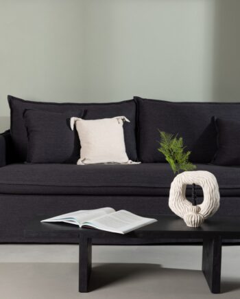 Stella Sofa Personers Med Stof Sort Hør Polyester på Afbetaling
