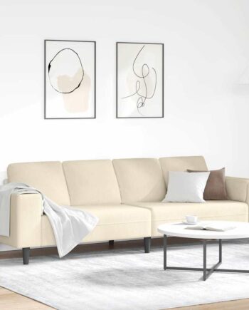 Stof Sofa Med Pude Creme 208 Corduroy Stof på Afbetaling