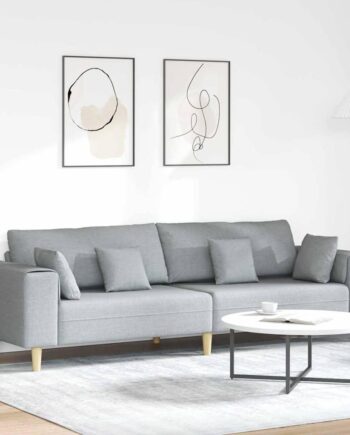 Stof Sofa Med Pude Lysegrå 208 Stof på Afbetaling