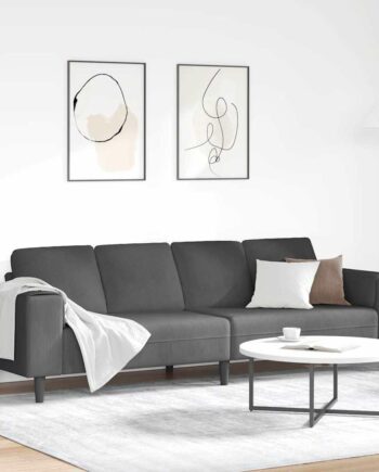Stof Sofa Med Pude Mørkegrå Corduroy Stof på Afbetaling