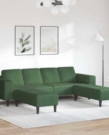 Stof Sofa Med Pude Mørkegrøn Corduroy Stof på Afbetaling