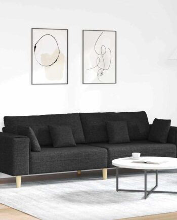 Stof Sofa Med Pude Sort 208 Stof på Afbetaling