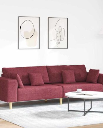 Stof Sofa Med Pude Vinrød 208 Stof på Afbetaling