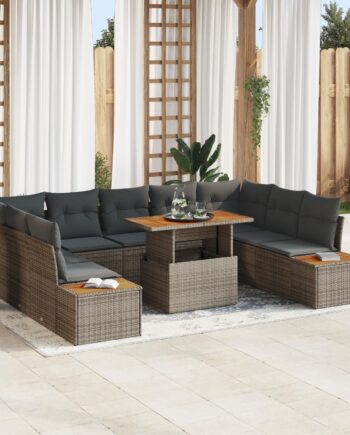 Stykker Have Sofa Sæt Med Puder Grå Poly Rattanampamp Sæders Have Sofa Med Opbevaring   Puder Grå Poly Rattan på Afbetaling