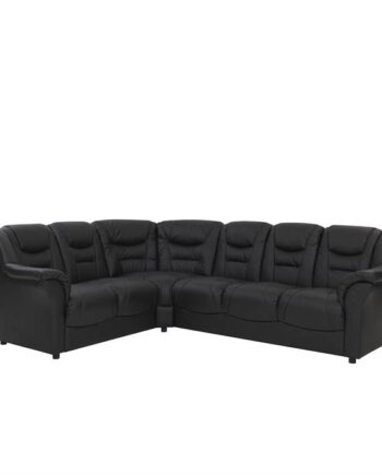 Thor Hjørnesofa Sort Læder Hjørne på Afbetaling