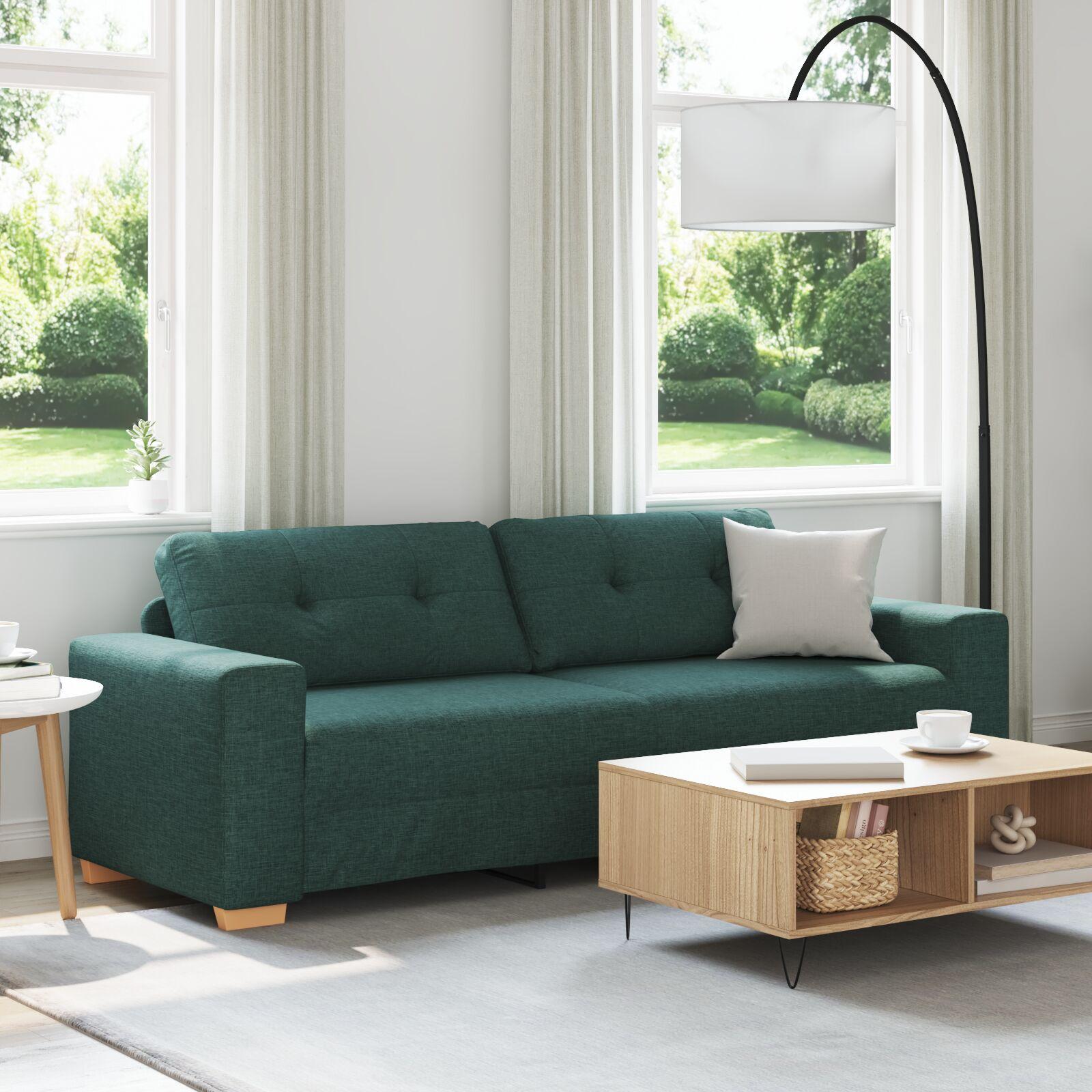 Tosæders Sofa Med Pude Mørkegrøn Stof på Afbetaling