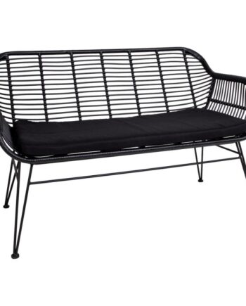 Toscana Sofa Sort Rattan Med Hynde Polyester på Afbetaling