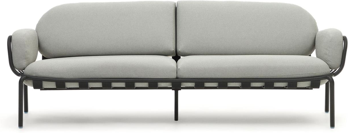 Udendørs Personers Sofa Kave Home Joncols Grå Nordisk Design Aluminium Med Aftagelige Puder på Afbetaling