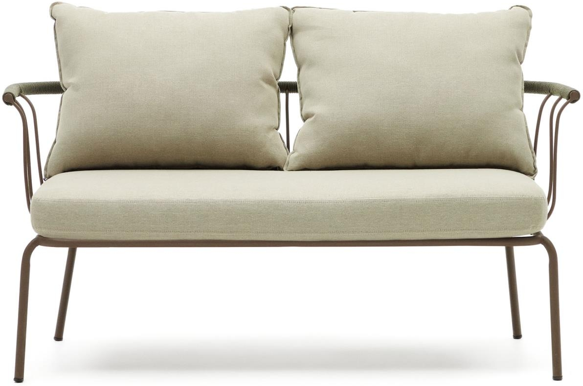 Udendørs Personers Sofa Kave Home Salguer Galvaniseret Stål Med Snore Detaljer Puder Brun Beige Grøn på Afbetaling