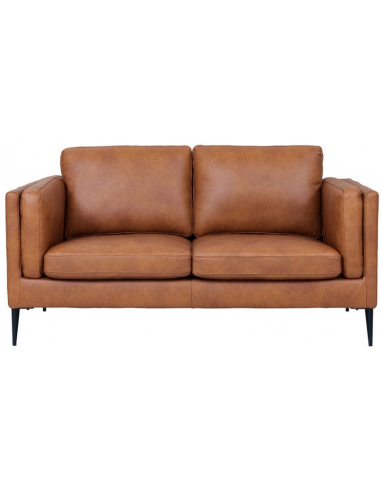 Vale Personers Sofa Metal ægte Læder B157 Sort Cognac på Afbetaling