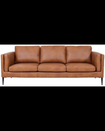 Vale Personers Sofa Metal ægte Læder B220 Sort Cognac på Afbetaling
