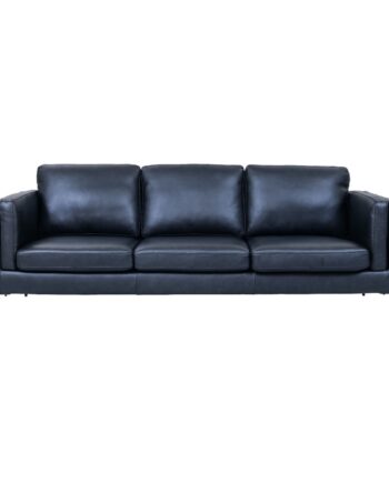 Valencia Pers Sofa Sort Semianilin Læder Sort Metal på Afbetaling