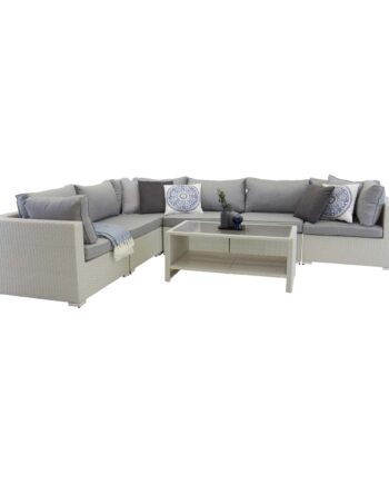 Venture Design Amazon Modul Sofa Havesæt   Grå Hynder Hvid Rattan Aluminium på Afbetaling