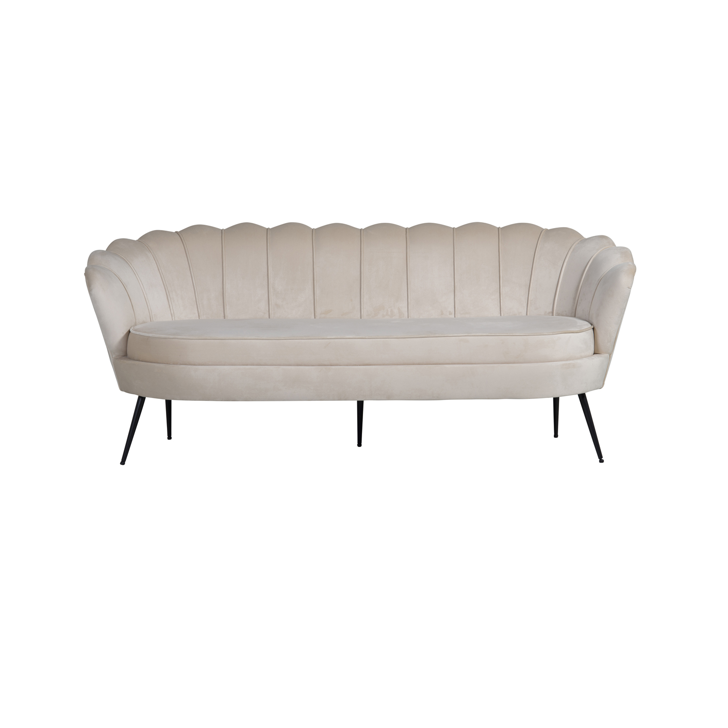 Venture Design Calais Personers Sofa Beige Velour Sort Metal på Afbetaling
