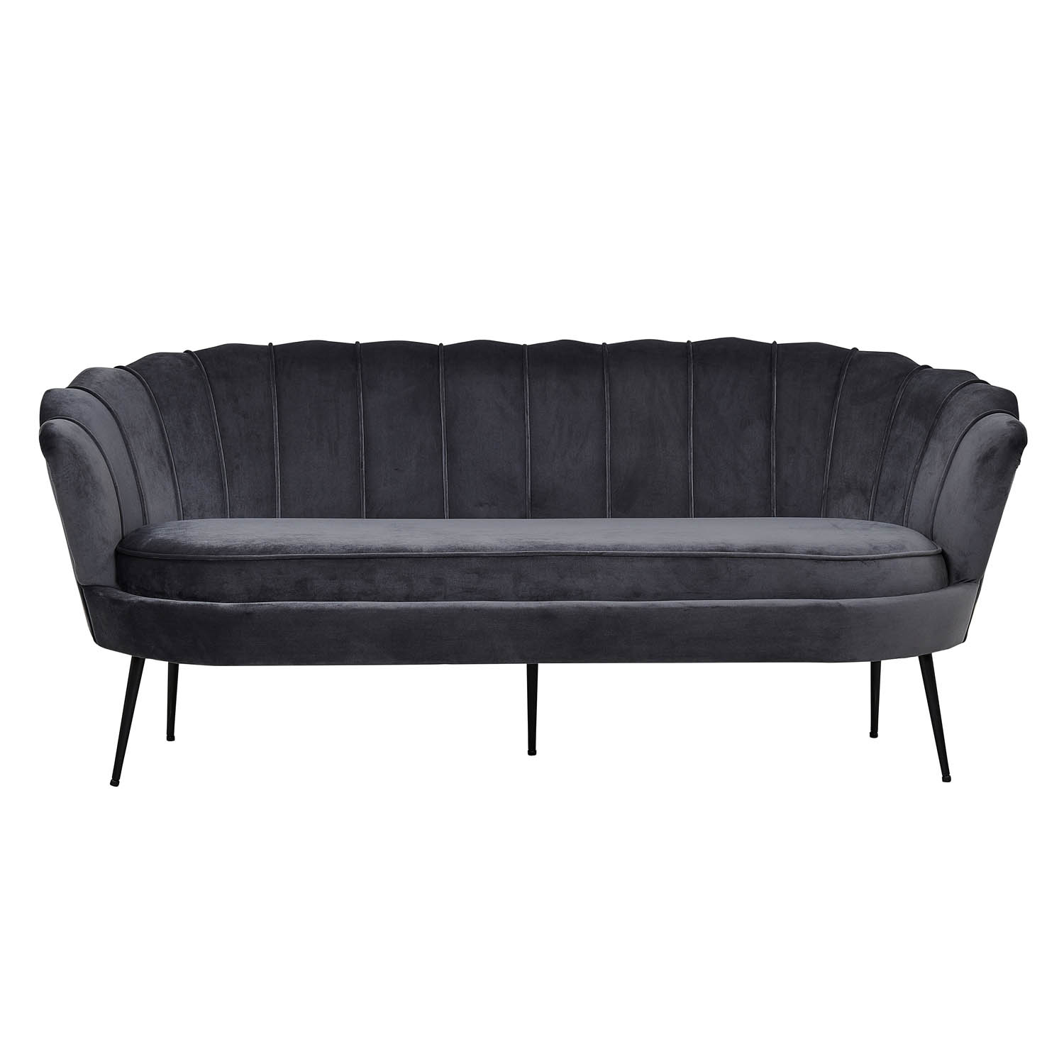 Venture Design Calais Personers Sofa Mørkegrå Velour Sort Metal på Afbetaling